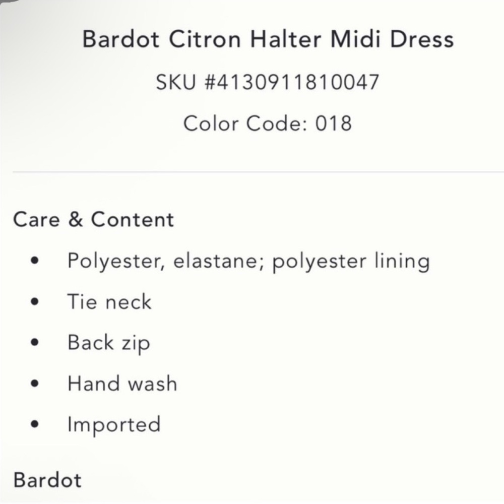 Nwt Bardot Black & Cream Halter Midi Dress - Picture 8 of 8